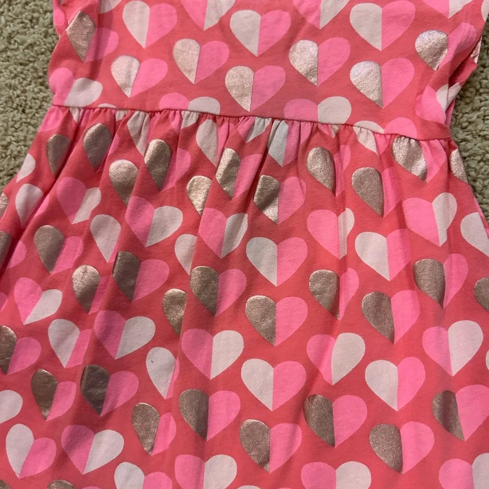 GAP Girls Pink Heart Print Short Sleeve Top with Gold Accents